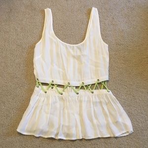 Material Girl white tank top w/ lime green cutout